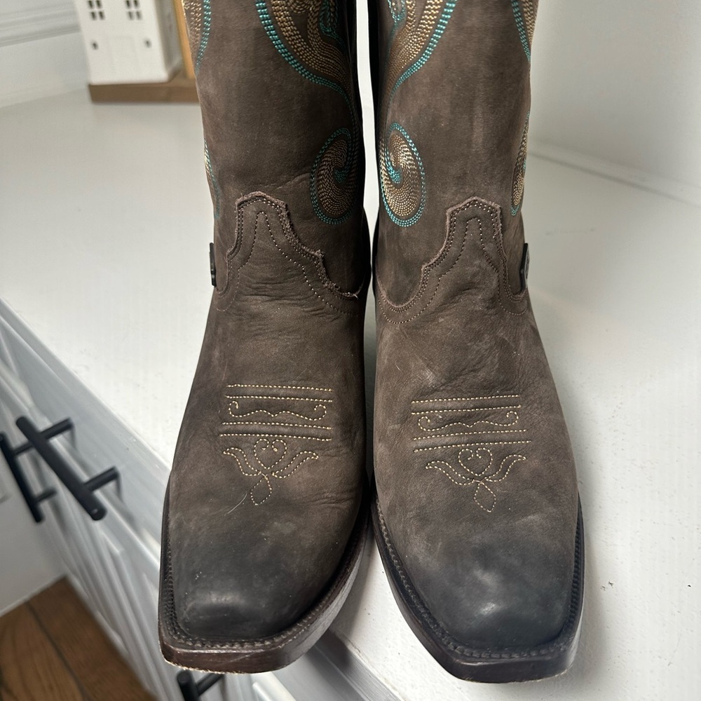 Rudel Women’s Brown Western Cowboy Boots Size 8.5 Embroidered Shaft Suede Mexico - Picture 3 of 10